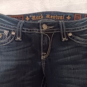 Rock & Candy Blue Jeans with Gold Stitching and Relaxed Fit